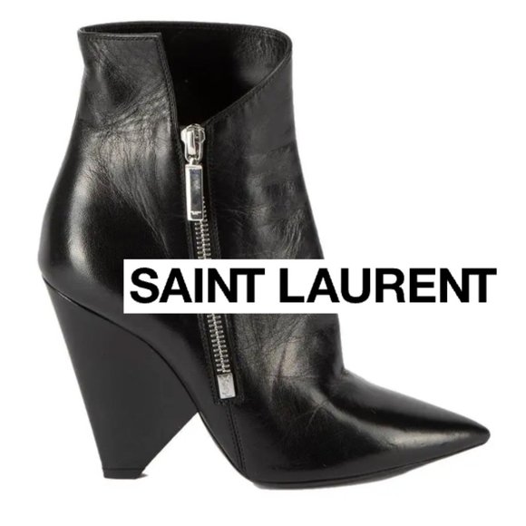 SAINT LAURENT Niki Booties in Smooth Black Leather - Picture 1 of 5